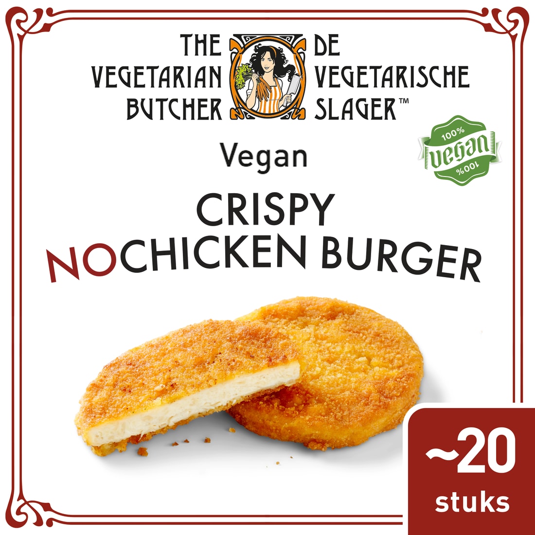 The Vegetarian Butcher Crispy NoChicken Burger 1.8 kg - Vegetarische hamburger, gemaakt met de beste ingrediënten